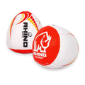 Two half Rugby wall balls on a white background