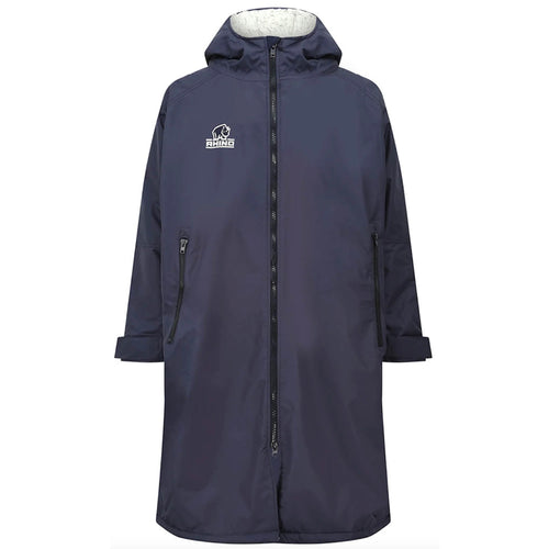 Navy Sherpa Robe with a Rhino Rugby Ireland logo on a white background
